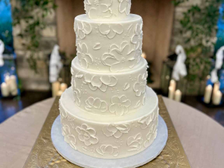 4 Tier White Florals Cake