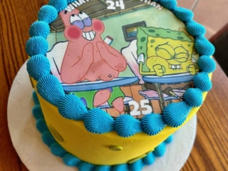 Sponge bob blue and yellow cake