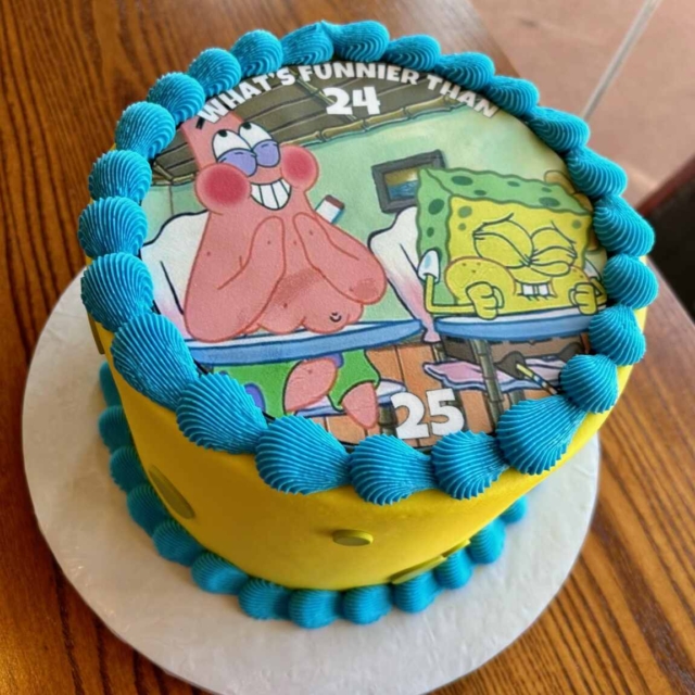 Sponge bob blue and yellow cake