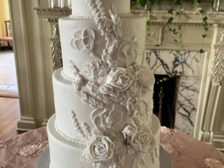 White Palette Flowers Buttercream Cake