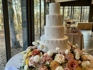 Stunning 4 Tier White Cake with Detail