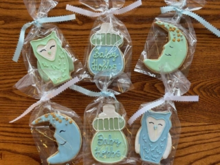 Babycookies moon, baby bottle iced cookies sugar owls