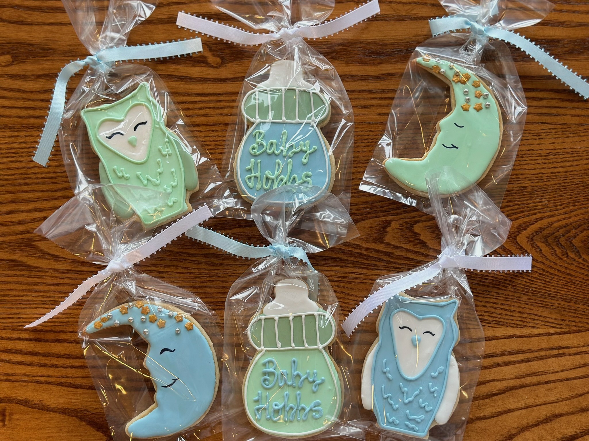 moon, baby bottle iced cookies sugar owls