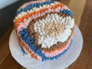 brown blue white pink orange shag tips cake