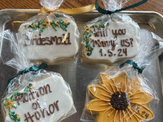 Wedding Ask Cookies sugar cookie-bridesmaid-flower