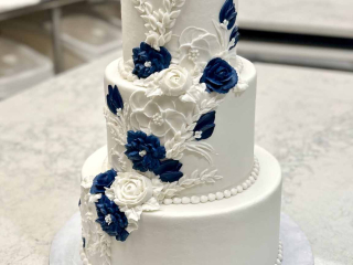 Wedding Navy Floral Cake